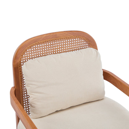 Mid-Century Armchairs Set of 2 for Living Room, Rattan Back