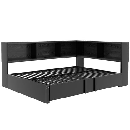 Modern Metal Daybed w/ Trundle, Guest Room Storage & USB