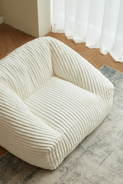 BYBYME Giant Bean Bag Chair for Adults and Kids, Large Comfy Cozy Beanbag, Floor Sofa for Teens, Living Room, Gaming, Reading, Beige