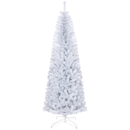 HOMCOM Slim 7 ft White Christmas Tree with Stand for Corners