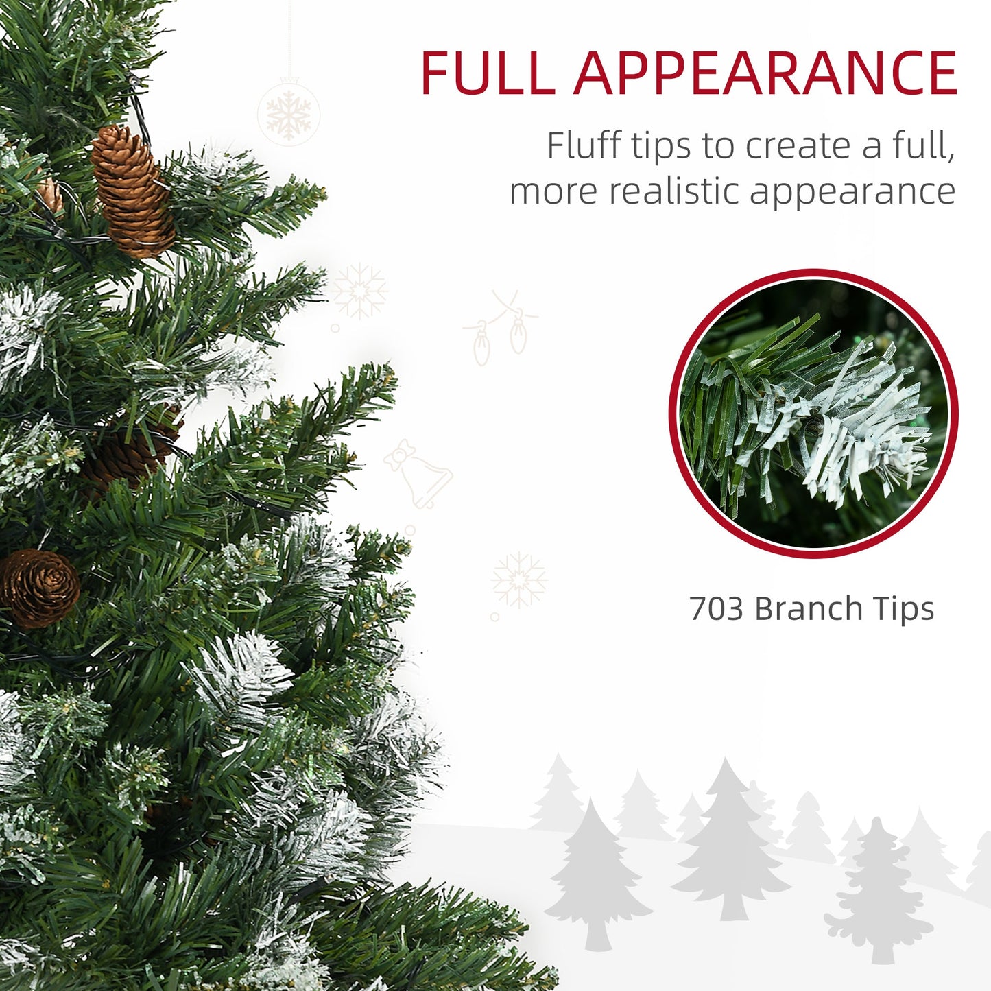 HOMCOM 6 Ft Slim Snowy Pre-Lit Christmas Tree, Small Spaces