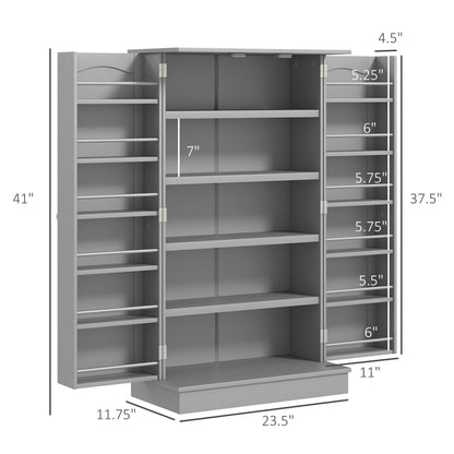 HOMCOM Gray Kitchen Pantry Cabinet with 12 Door Shelves