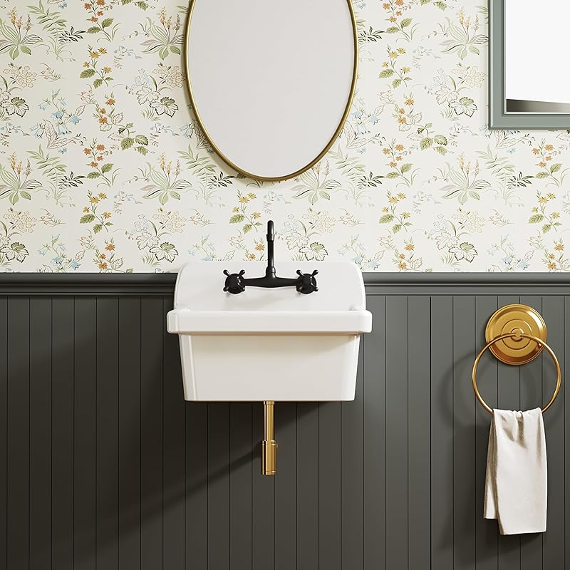 ELLAI Farmhouse Wall-Mount Utility Laundry Sink, High-Back