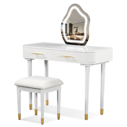 Modern Vanity Set for Bedroom with Touch LED Mirror, 2 Drawers