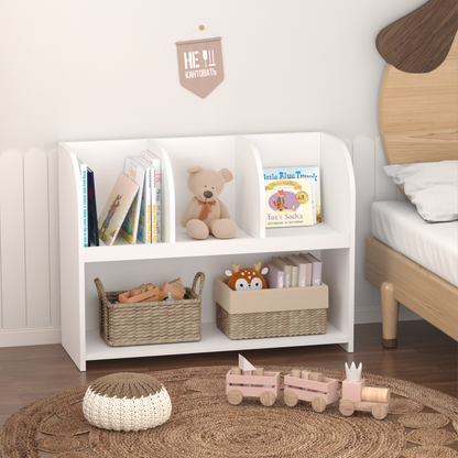 Modern Kids Bookcase for Nursery & Playroom with 4 Cubbies
