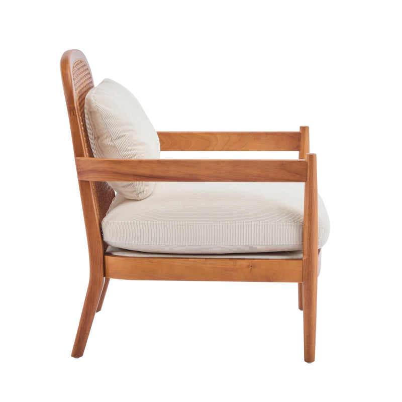 Mid-Century Armchairs Set of 2 for Living Room, Rattan Back