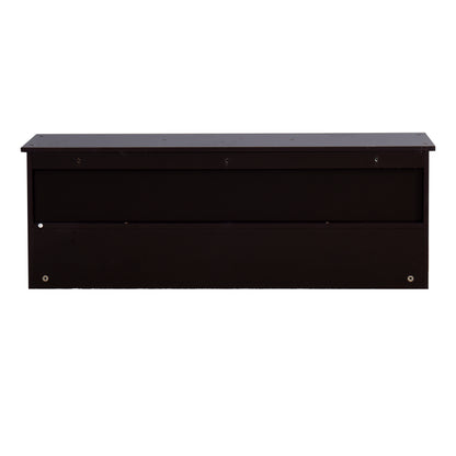 Espresso Wall-Mount Coat Rack Shelf, Entryway, 4 Dual Hooks