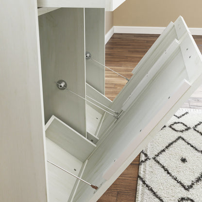 Farmhouse Barn-Door Double Tilt-Out Kitchen Trash Cabinet