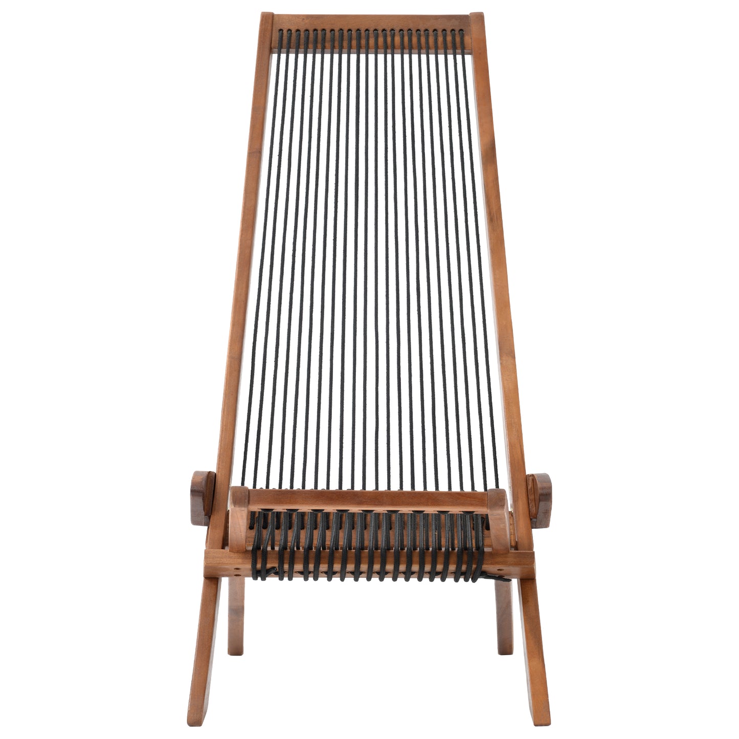 Coastal Folding Rope-Weave Wood Chair for Patio, Folds Flat