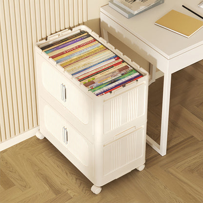 Cream White Collapsible Storage Cabinet for Bathroom