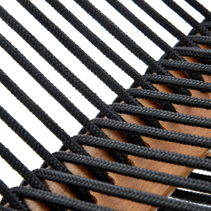 Coastal Folding Rope-Weave Wood Chair for Patio, Folds Flat