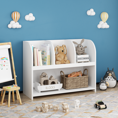 Modern Kids Bookcase for Nursery & Playroom with 4 Cubbies