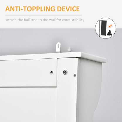 HOMCOM Modern Hall Tree for Entryway, Bench & Shoe Storage