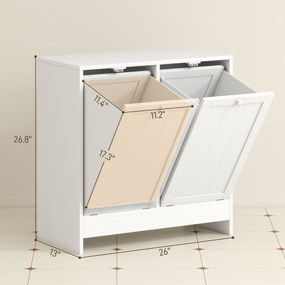 kleankin Modern Laundry Room Cabinet with Dual Tilt Hampers