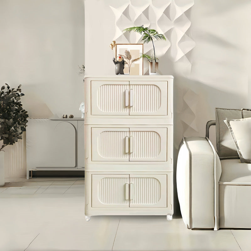 Cream White Collapsible Storage Cabinet for Bathroom