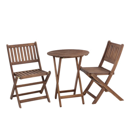 Natural Acacia 3-Pc Bistro Set for Patio & Balcony, Folding