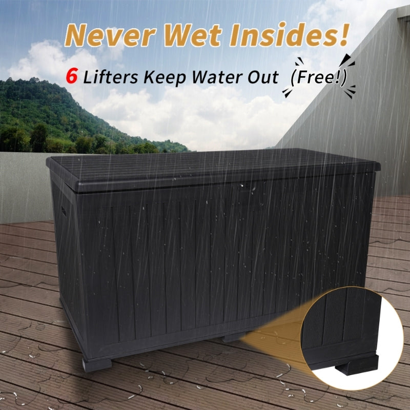 Waterproof Resin Deck Box for Patio & Pool, 260 Gal Lockable