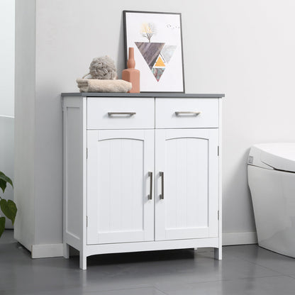kleankin White Bathroom Cabinet: Drawers & Adjustable Shelf