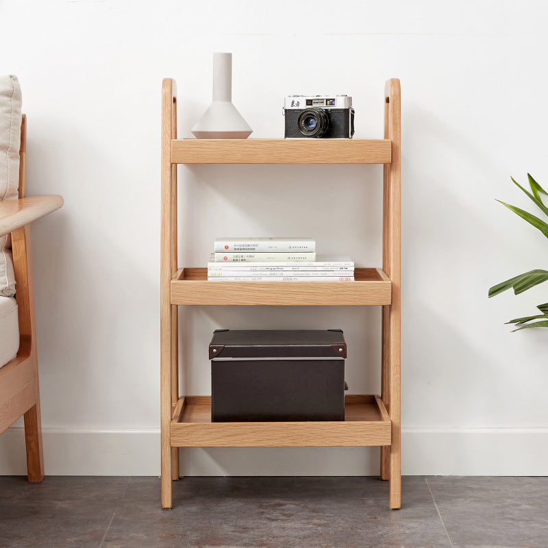 Natural Beech Shoe Bench for Entryway, 3-Tier Storage