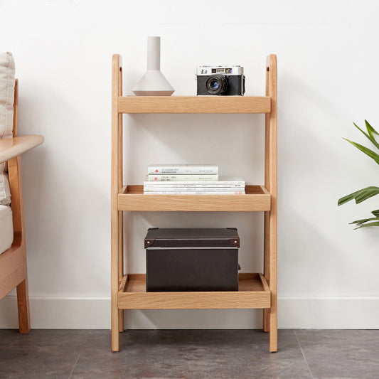 Natural Beech Shoe Bench for Entryway, 3-Tier Storage
