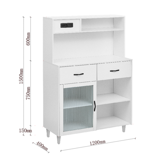 Fancy Design Versatile Sideboard, Can Be Used in Dining Room, Kitchen. White Solid Wood Frame