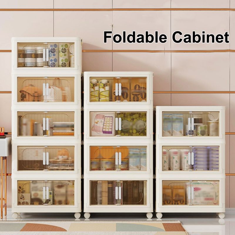 Modern Folding Closet Storage Cabinet with Wheels