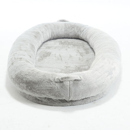 Human Dog Bed for Adult, Giant Extra Large Memory Foam Human Size Pet Bed for People, Fluffy Plush Dog Bed for Human with Storage Pocket  Cover Portable Handle Non-Slip Bottom