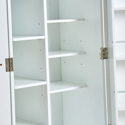 Kitchen Pantry Storage Cabinet,Freestanding Pantry Cabinet with Doors & Adjustable Shelves, Small Food Pantry Cabinet for Kitchen,Dining Room Craft Room (White)