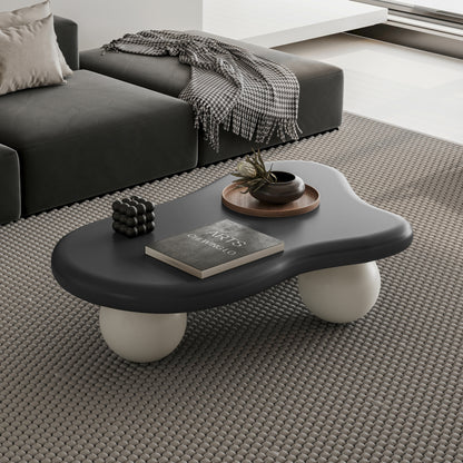 Modern Black Cloud Coffee Table for Living Room, 3 Ball Legs