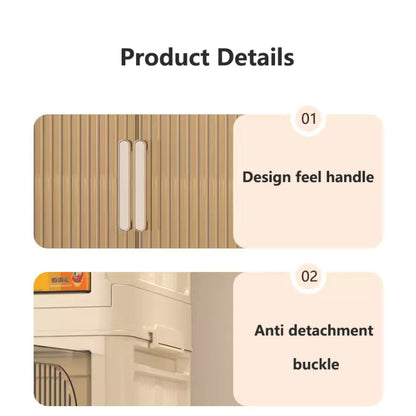 Modern Folding Closet Cabinet with Wheels, 3-Tier