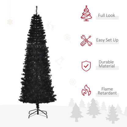 HOMCOM Slim Black Pencil Christmas Tree for Home, 7 ft