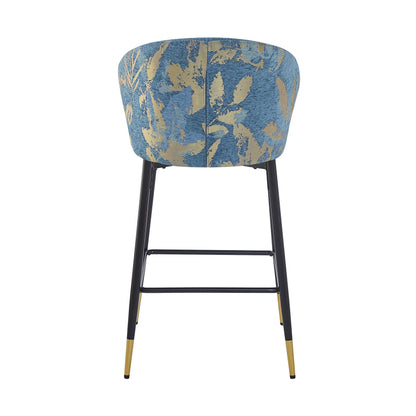 Jacquard Counter Stools for Kitchen, Metal Footrest, 2-Pack
