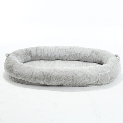 Human Dog Bed for Adult, Giant Extra Large Memory Foam Human Size Pet Bed for People, Fluffy Plush Dog Bed for Human with Storage Pocket  Cover Portable Handle Non-Slip Bottom