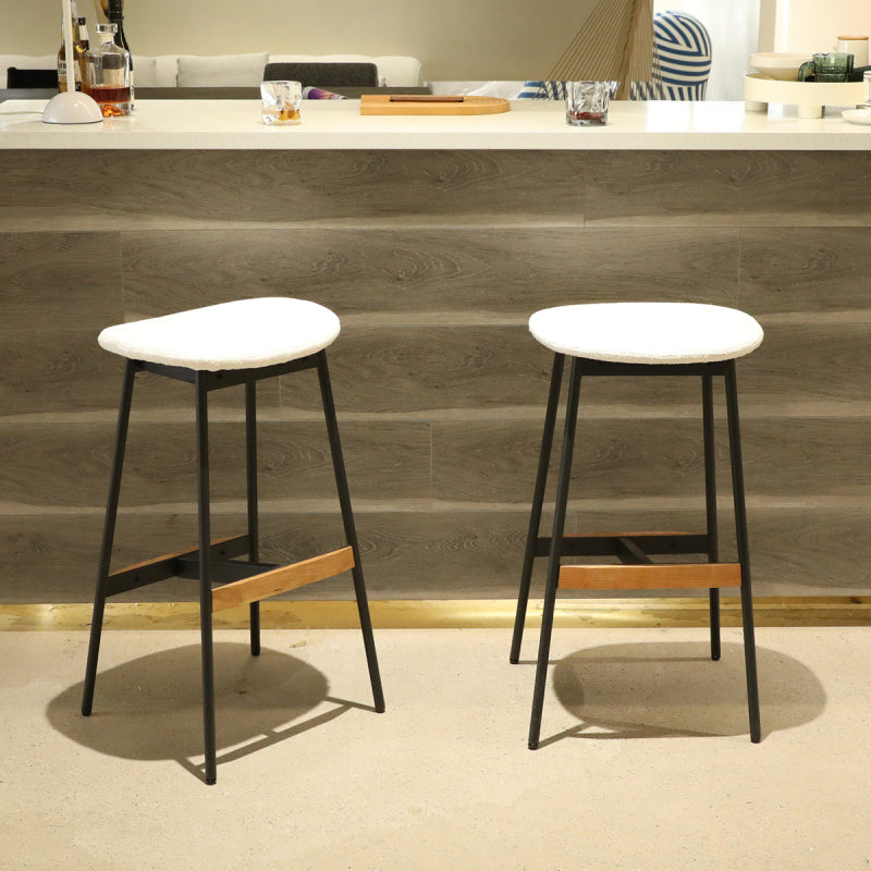Modern Backless Bar Stools Set of 2 Padded for Kitchen