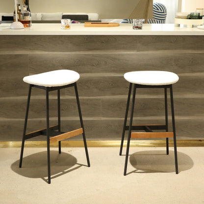 Modern Backless Bar Stools Set of 2 Padded for Kitchen