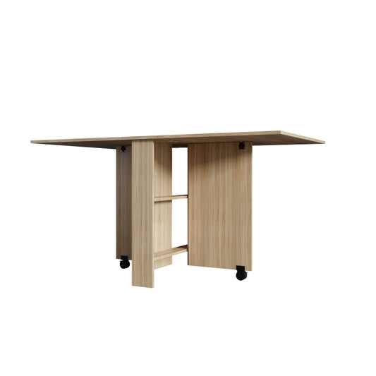 DFW Space-Saving Folding Dining Table with Shelves & Wheels