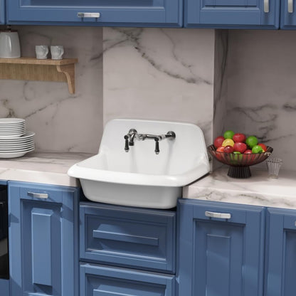 ELLAI Farmhouse Wall-Mount Laundry Sink with High Back
