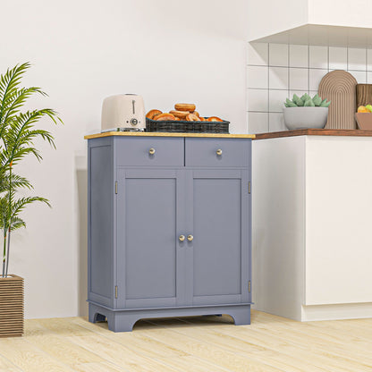 HOMCOM Farmhouse Kitchen Sideboard with Solid Wood Top