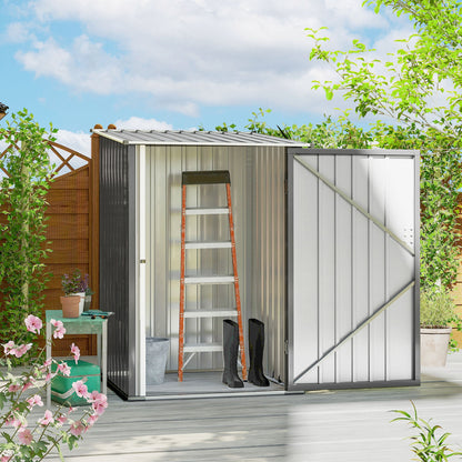 Outsunny Lean-To Garden Shed for Patio, Galvanized Steel