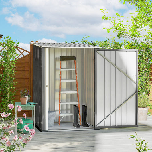 Outsunny Lean-To Garden Shed for Patio, Galvanized Steel