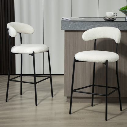 Cozy Teddy Fabric Counter Stool, Kitchen Island, Black Base