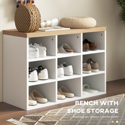 HOMCOM White Hall Tree Bench for Entryway with Shoe Storage