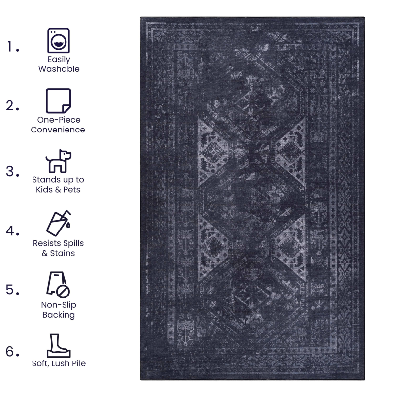 NAAR MAVAL Modern Area Rug for Living Room, Washable 9x12