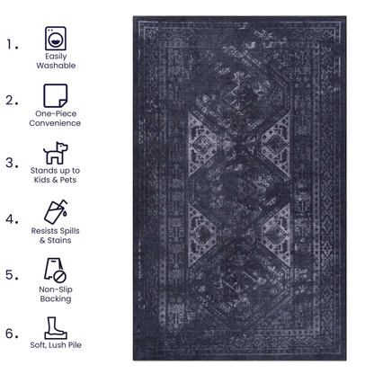 NAAR MAVAL Modern Area Rug for Living Room, Washable 9x12