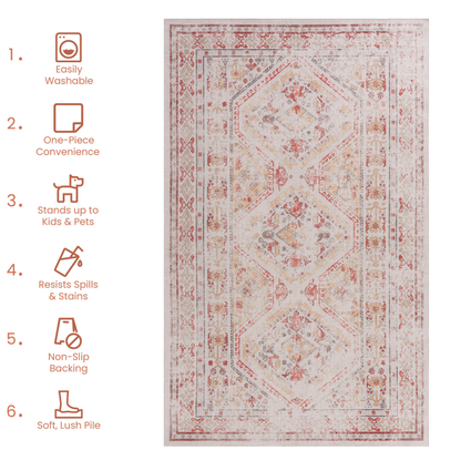 NAAR MAVAL Beige Entryway Doormat, Washable 2' x 3'