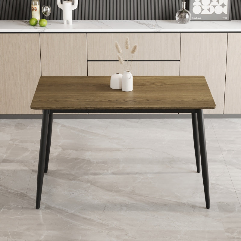 Modern Minimalist Dining Table for Kitchen, Black Metal Legs