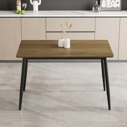 Modern Minimalist Dining Table for Kitchen, Black Metal Legs