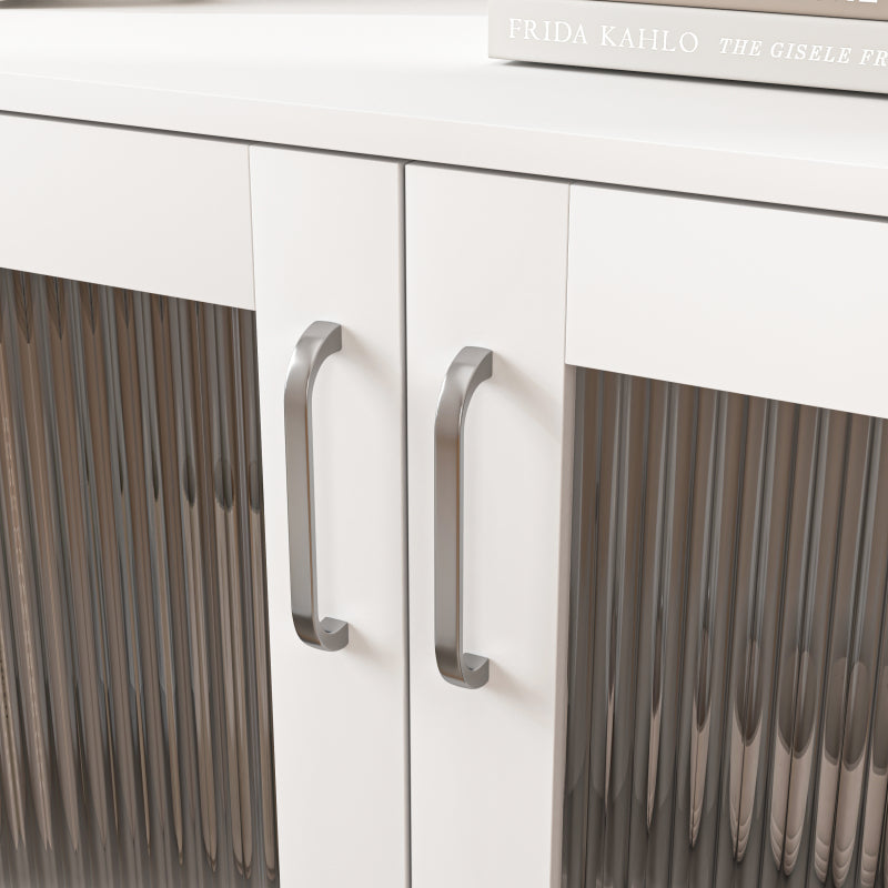 Modern Glass-Door Living Room Cabinet with Adjustable Shelf