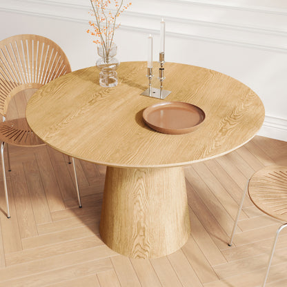 Modern Minimalist 43-inch Round Dining Table, Natural Wood