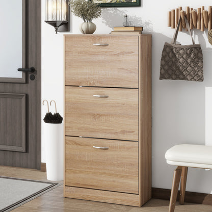 Modern Shoe Cabinet for Entryway with 2 Flip Drawers